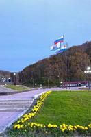 Stadtlandschaft von Petropawlowsk-Kamtschatski, Russland foto