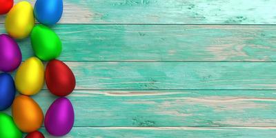 Osterei Kaninchen Hase golden blau rot lila grün Holz abstrakt Pastell Hintergrund Tapete Kopie Raum leer leer Frohe Feiertage März April Saison feiern Festival Party Event.3d render foto