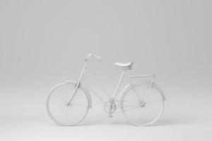 Fahrrad isoliert auf weißem Hintergrund. minimales Konzept. einfarbig. 3D-Rendering. foto