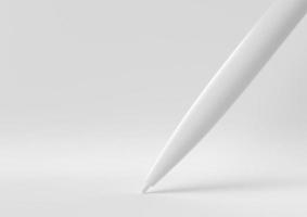 weißer Stift, der in weißen Hintergrund schwimmt. minimale konzeptidee kreativ. einfarbig. 3D-Rendering. foto