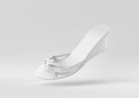 weißer Schuh, der in weißen Hintergrund schwimmt. minimale konzeptidee kreativ. 3D-Rendering. foto