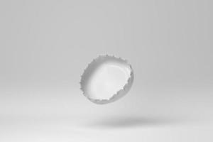 Kronkorken isoliert auf weißem Hintergrund. minimales Konzept. einfarbig. 3D-Rendering. foto