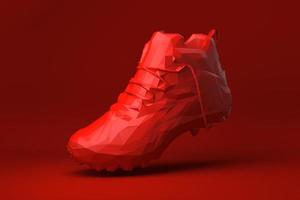 roter Schuh, der in roten Hintergrund schwimmt. minimale konzeptidee kreativ. Origami-Stil. 3D-Rendering. foto