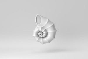 Muschel oder Nautilus-Muschel auf weißem Hintergrund. papierminimalkonzept. 3D-Rendering. foto