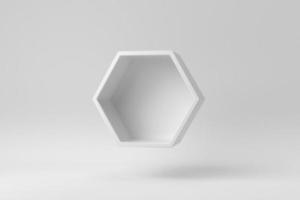 Hexagon-Wandregale auf weißem Hintergrund. Entwurfsvorlage, Mock-up. 3D-Rendering. foto