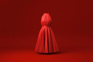 rotes Kleid im roten Hintergrund. minimale konzeptidee kreativ. einfarbig. 3D-Rendering. foto