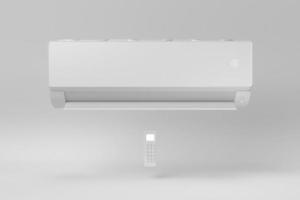 Klimaanlage für Haus und Büro auf weißem Hintergrund. Elektronisches modernes Gerät zur Temperaturregelung. 3D-Rendering. foto
