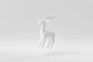 weißer Hirsch auf weißem Hintergrund. abstraktes polygonales Minimalkonzept. einfarbig. 3D-Rendering. foto