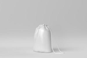 Rucksacktasche auf weißem Hintergrund. Taschen mit Kordelzug. 3D-Rendering. foto