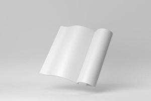 Modell des aufgeschlagenen Buches auf weißem Hintergrund. minimales Konzept. 3D-Rendering. foto