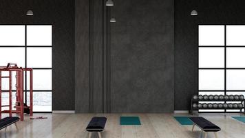 Modernes Fitnessstudio-Innendesign - modernes minimalistisches Konzept in 3D-Rendering foto