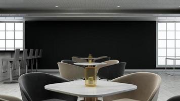 modernes café mit barkonzept in 3d-rendering - innenarchitekturmodell foto