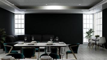 elegantes restaurant mit modernem innendesign in 3d-rendering - ideen für abendessen foto