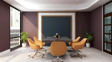 3D-Render-Mockup für moderne Besprechungsräume - frisches Konzept der Innenarchitektur des Büros foto
