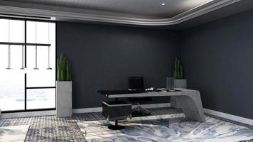 3D-Render modernes Bürodesign - Wandmodell für die Innenarchitektur des Managerraums foto