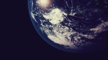 Planet Earth Globe View aus dem Weltraum mit realistischer Erdoberfläche und Weltkarte foto