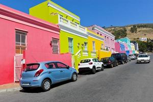 bunte häuser bo kaap bezirk kapstadt, südafrika. foto