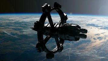 Raumstation, die die Erde umkreist. elemente dieses bildes, bereitgestellt von der nasa foto