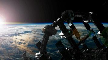 Raumstation, die die Erde umkreist. elemente dieses bildes, bereitgestellt von der nasa foto