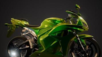 Moto-Sportrad im dunklen Studio mit hellen Lichtern foto