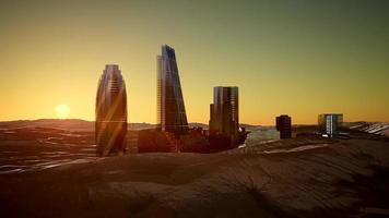 Wolkenkratzer der Stadt in der Wüste foto