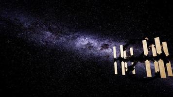 Raumschiff, das durch das Universum reist foto