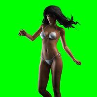 sexy Frau auf grünem entfernbarem Chromakey foto