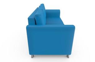 Sofa blau isoliert 3D-Darstellung foto