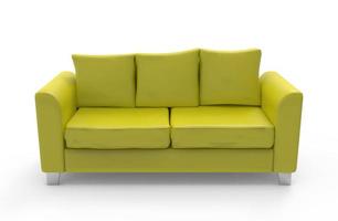 Sofa gelb isoliert 3D-Darstellung foto