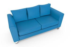 Sofa blau isoliert 3D-Darstellung foto