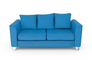 Sofa blau isoliert 3D-Darstellung foto