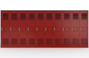 Schließfächer rot Grundschule in einer Reihe Bild 3D-Darstellung foto