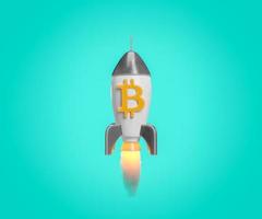 Raketenaufnahme mit Bitcoin-Symbol foto