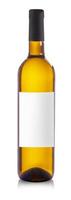 die Weißweinflasche mit Etikett isoliert auf weißem Hintergrund foto