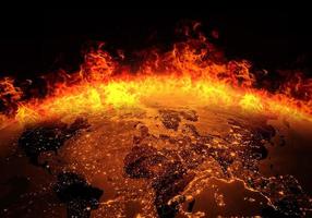 globale katastrophe und verschmutzungskonzept der globalen erwärmung wildfire globales brennen mit feuer foto