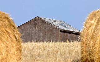 Scheune und Heuballen foto