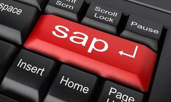 SAP-Wort auf rotem Tastaturknopf foto