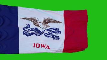 Flagge von Iowa auf grünem Bildschirm. perfekt für Ihren eigenen Hintergrund mit Greenscreen. 3D-Rendering foto