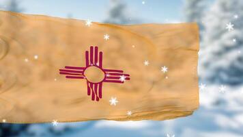 new mexico winter schneeflocken flagge hintergrund. vereinigte Staaten von Amerika. 3D-Darstellung foto