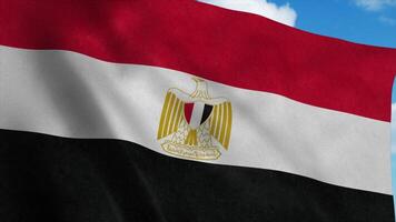 Ägypten-Flagge weht im Wind, blauer Himmelshintergrund. 3D-Rendering foto