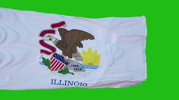 Flagge von Illinois auf grünem Bildschirm. perfekt für Ihren eigenen Hintergrund mit Greenscreen. 3D-Rendering foto