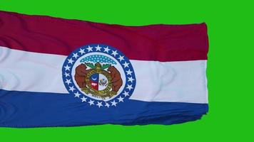 Flagge von Missouri auf grünem Bildschirm. perfekt für Ihren eigenen Hintergrund mit Greenscreen. 3D-Rendering foto