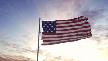 US-Flagge weht im Wind. 3D-Darstellung foto