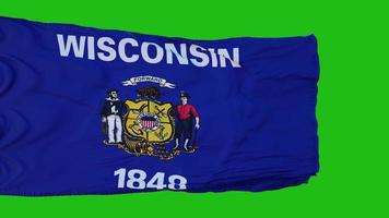 Flagge von Wisconsin auf grünem Bildschirm. perfekt für Ihren eigenen Hintergrund mit Greenscreen. 3D-Rendering foto