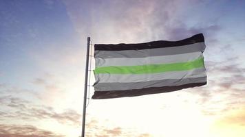 Agender-Stolz-Flagge weht im Wind. 3D-Darstellung foto