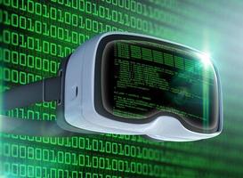 virtual-reality-brille, futuristischer hacker, internettechnologie und netzwerkkonzept foto