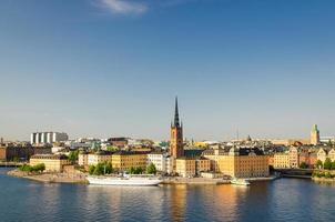 luftpanoramablick auf den bezirk riddarholmen, stockholm, schweden foto