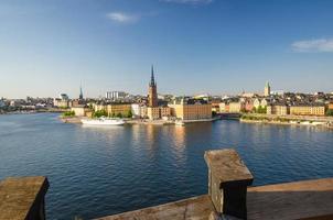 luftpanoramablick von oben auf den bezirk riddarholmen, stockholm, schweden foto