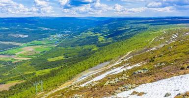 schönes talpanorama norwegen hemsedal hydalen mit eingeschneiten bergen. foto