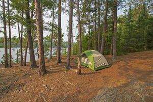 Ruhiger Campingplatz an einem nördlichen Waldsee foto